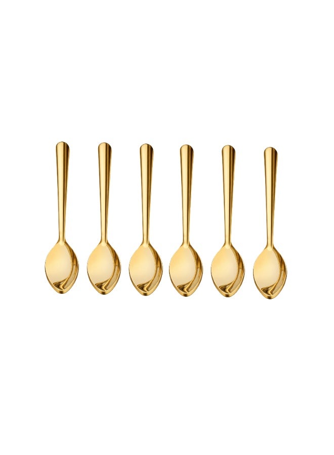 ديسينت ديسنت أورا جولد تي سبون سِت أوف 6 | ستينلس ستيل بي في دي جولد كتلري | ميرر فينيش | بريميوم تي سبونز سِت أوف 6 - Image 1